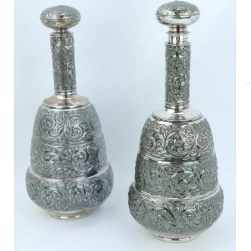Estate Collection Silver Plate - Decanters Pair of Quadruple Plate