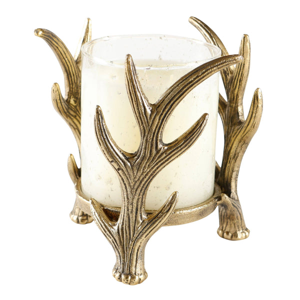 Candle - Noble Fir Handblown Glass in Antler Stand