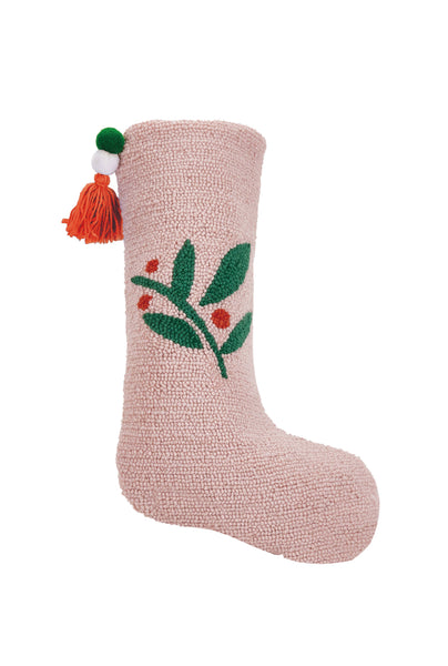 Stocking - Pink Berries Stocking With Pom Pom Tassel