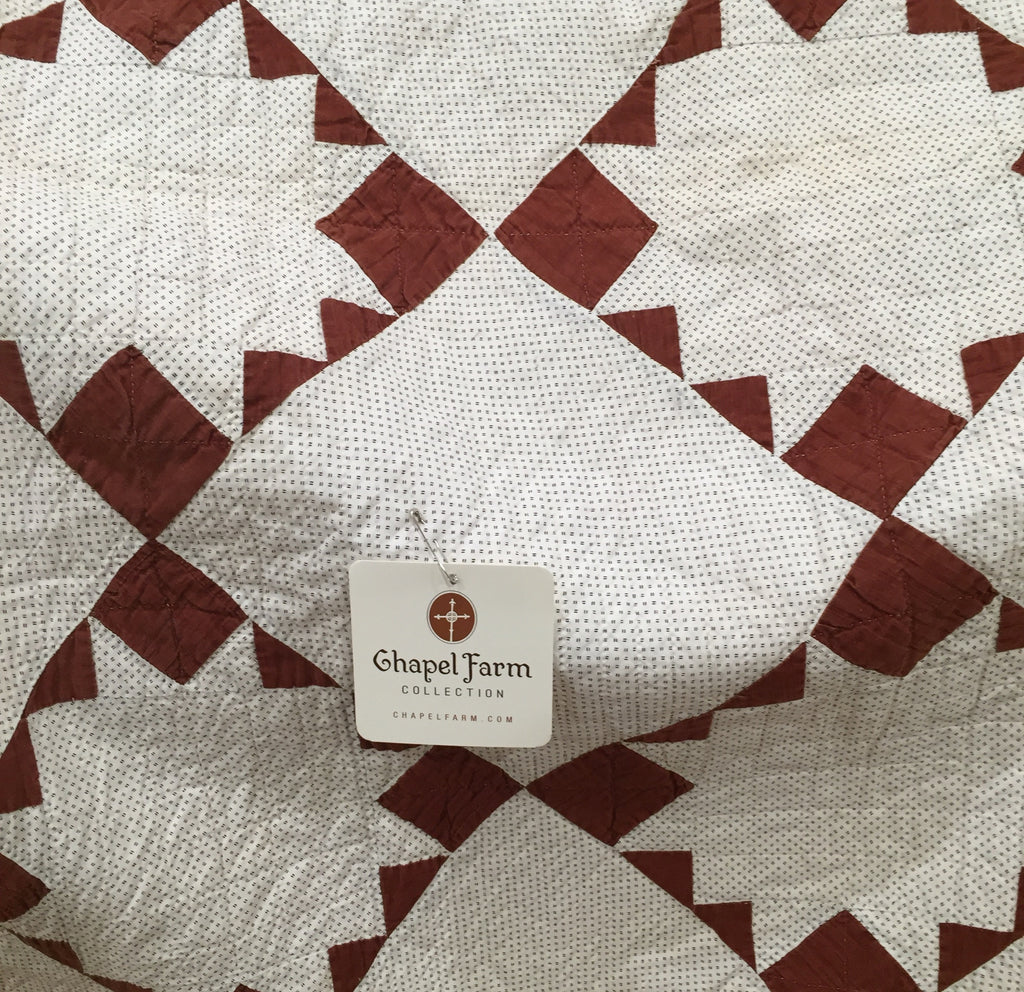 Estate Collection Quilt - Rare Antique C1880 Chocolate Brown Inverted Star & Shirting Quilt