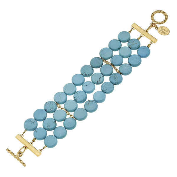 Bracelet - Multi-Strand Turquoise & Gold Bracelet