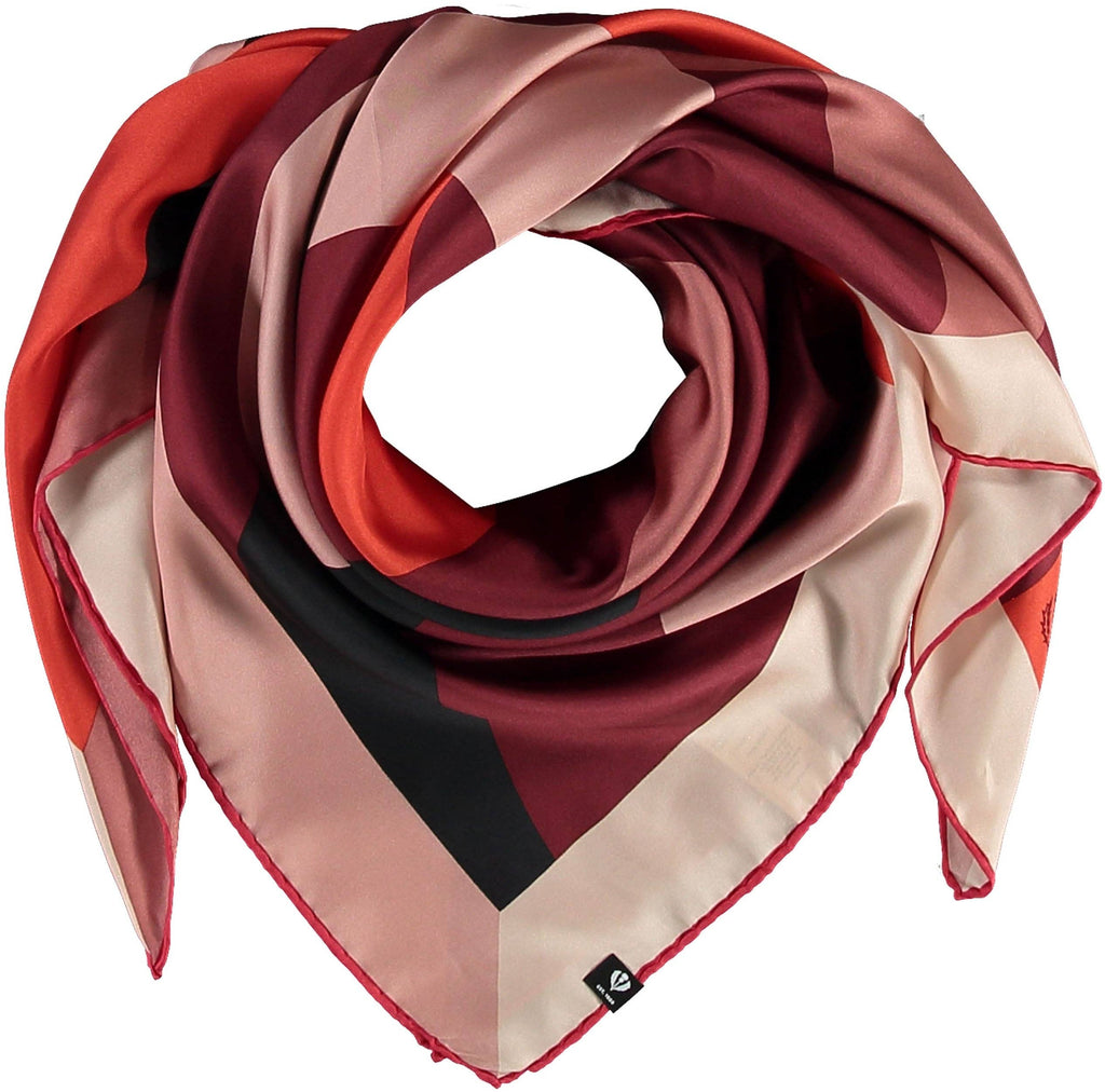 Scarf - Circled Square Silk Oversized Square Scarf: Burgundy