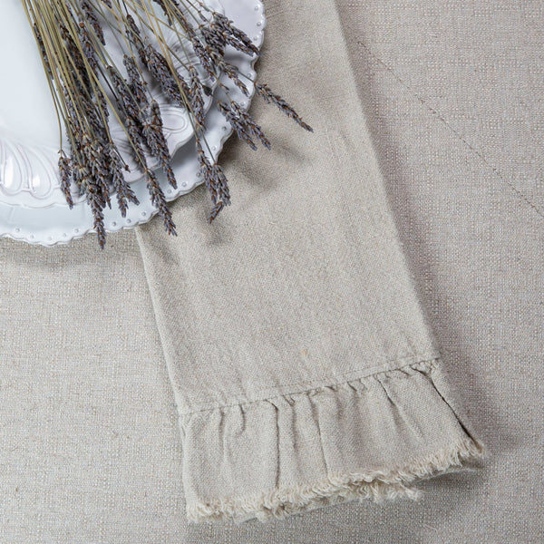 Towel - Provence Linen Towel with Ruffle and Fringe