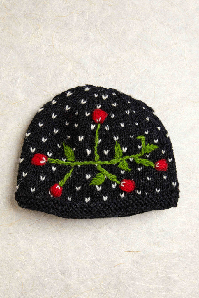 Hat - Cherries A La Mode Black Beanie