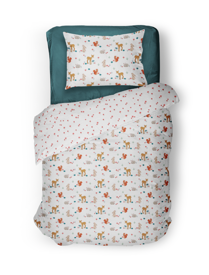 Woodland Duvet Cover and Pillow Cases, Mushrooms Bed Accessories