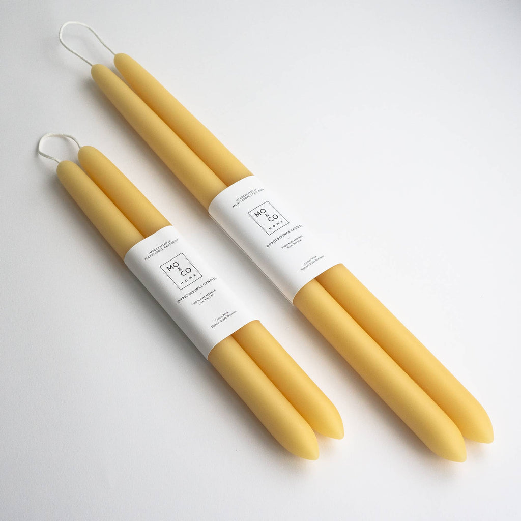 Candles - 14" - 100% Beeswax Dipped Candles | Natural Gold