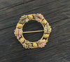 Estate Collection Brooch - 10K Tri-Color Gold Leaf Open Circle