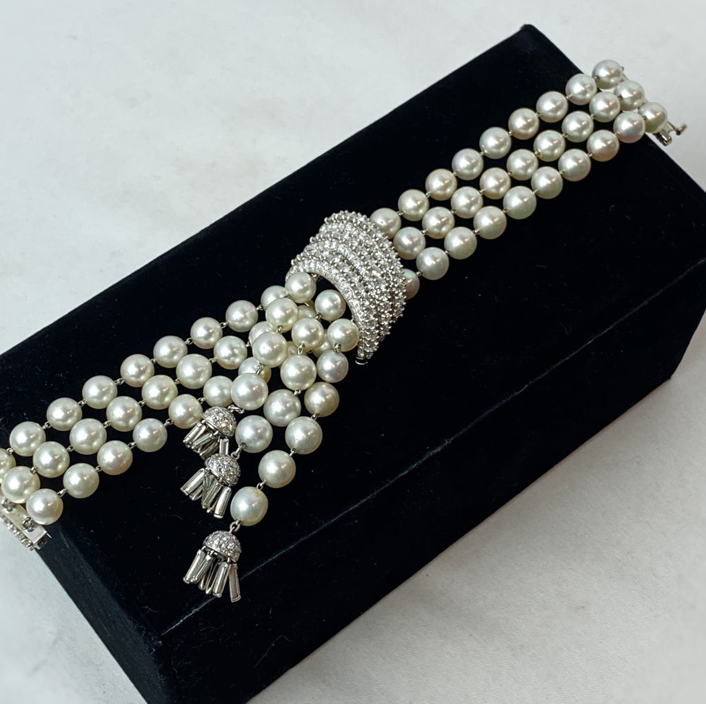 Estate Collection Bracelet - Vintage Diamond & Pearl Bracelet