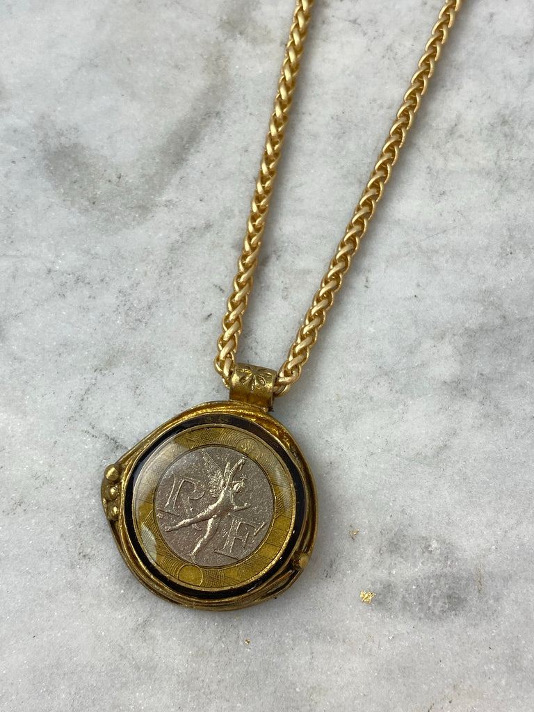 Necklace - Liberte Egalite Fraternite French Coin
