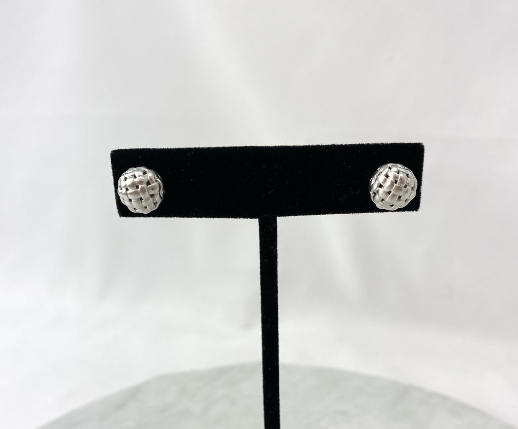 Earrings - Braided Silver Orb Studs
