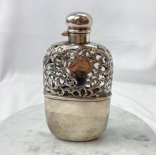 Estate Collection Antique American Sterling Overlay Flask