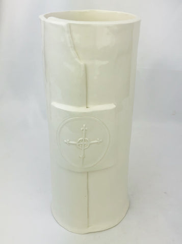 Handmade 10"H White Cross Vase