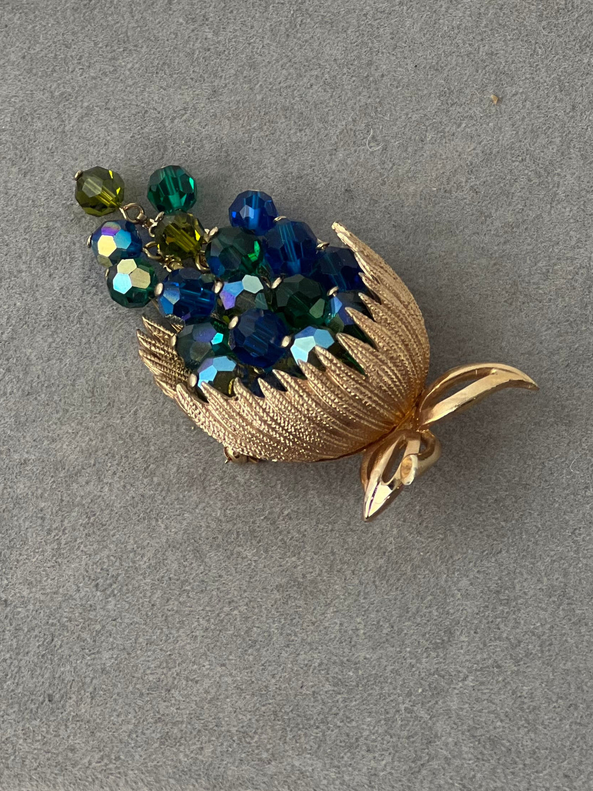 Broche Vintage Alice Caviness - Perles Et Strass Violet Noir, Alliage Métal