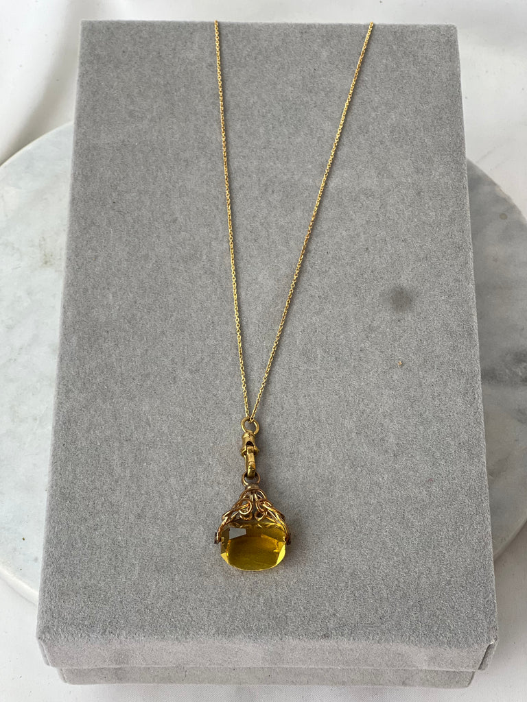 Estate Collection Necklace - Gold Chain w/Yellow Stone