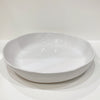 Bowl Low Profile Hand Crafted In Gloss White Stripe