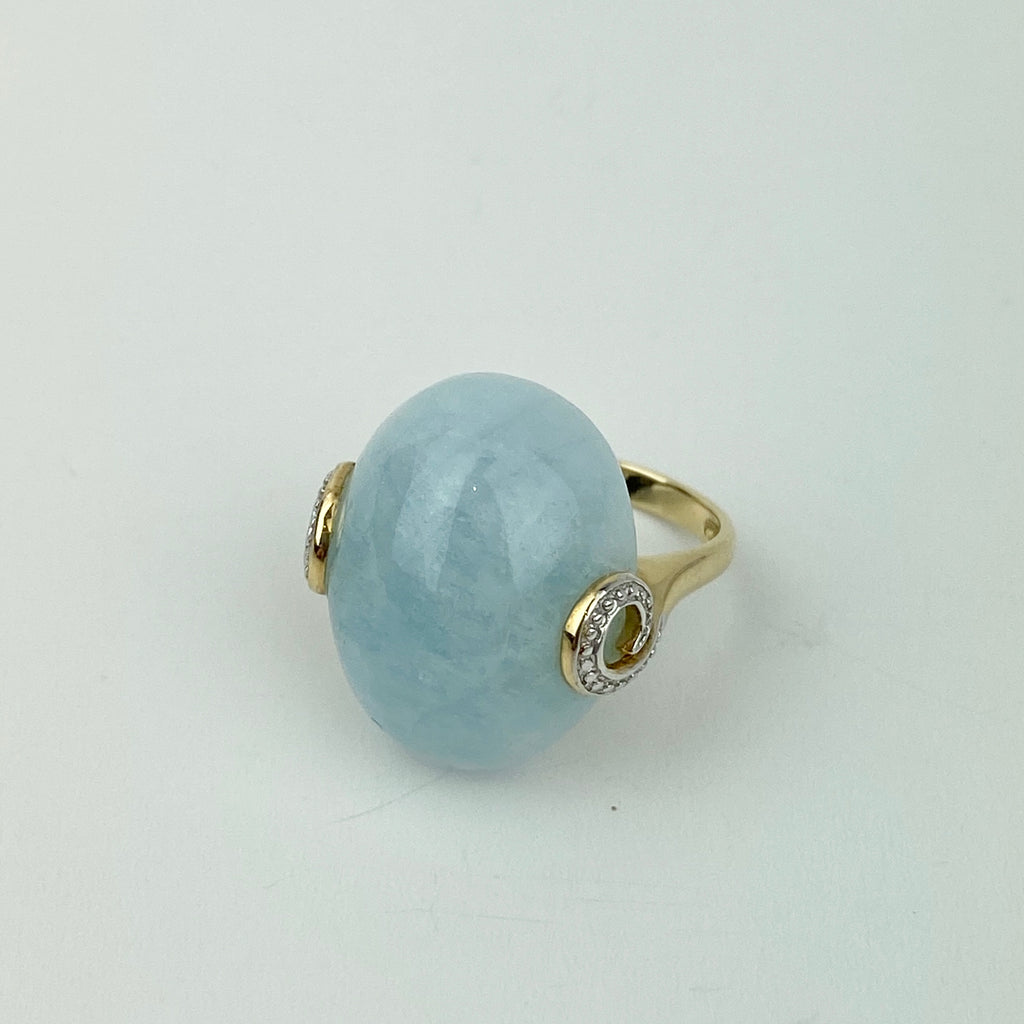 Estate Collection Ring - Aquamarine Stone Set in 14K Yellow Gold
