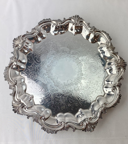 Estate Collection Silverplate Footed Tray w/Scalloped Edges