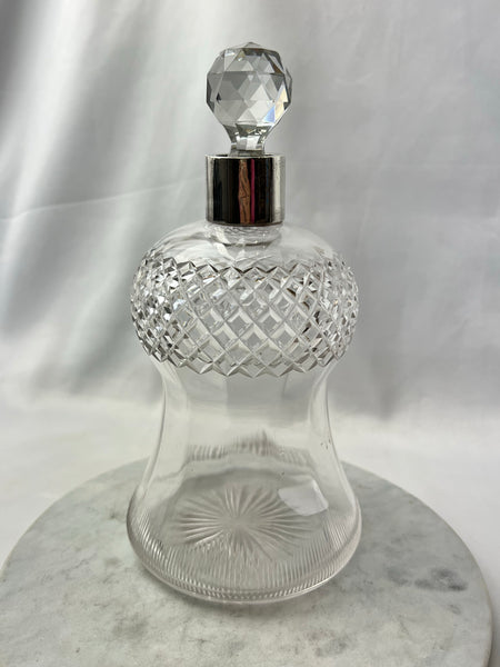 Estate Collection Cut Glass Decanter w/Silver Collar