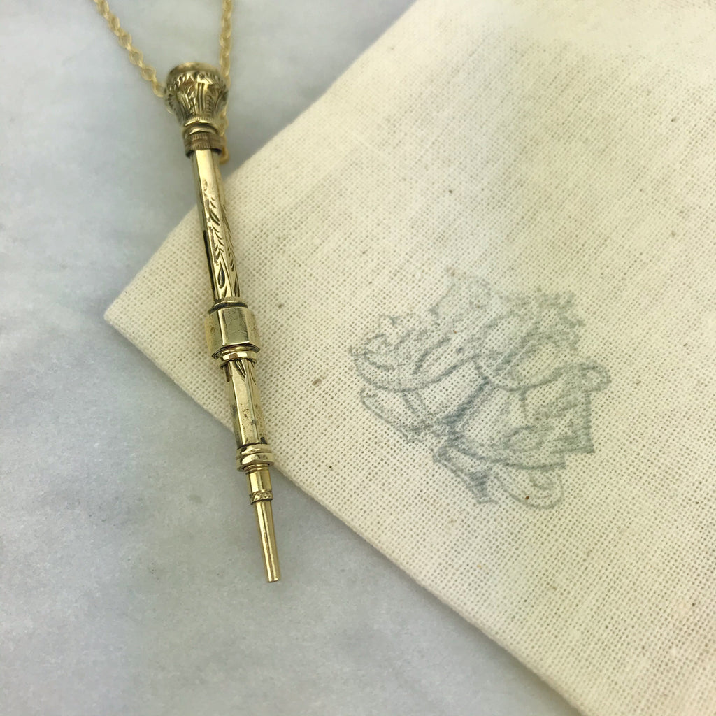 Gold 19thC. Chatelaine Pencil Necklace