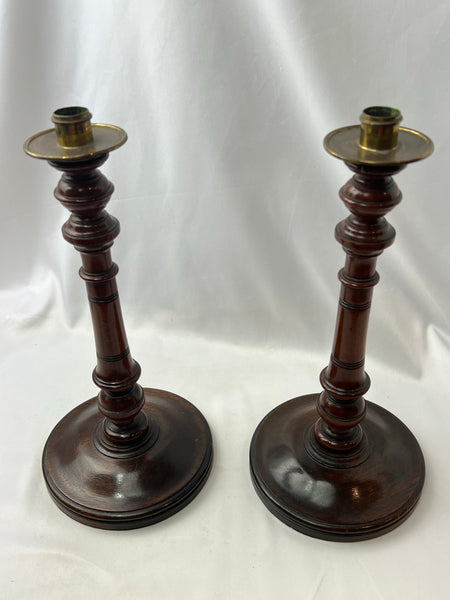 Pair of Mahogany Candlesticks from England