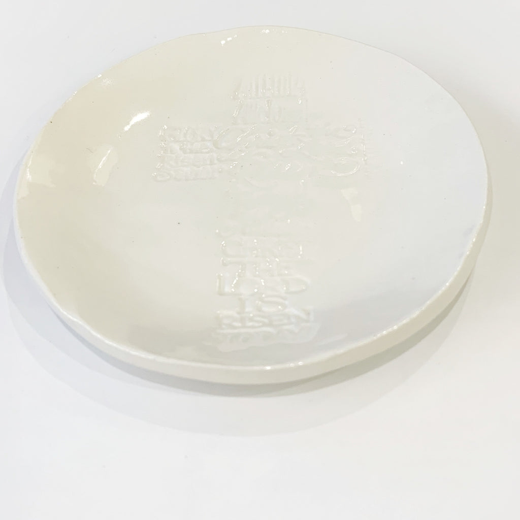 Handmade White Ceramic Easter Cross Plate