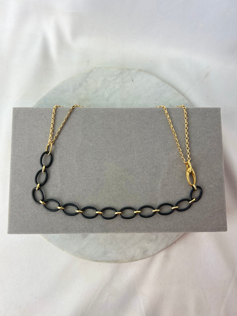 Necklace - Nico Black & Gold Cable Chain