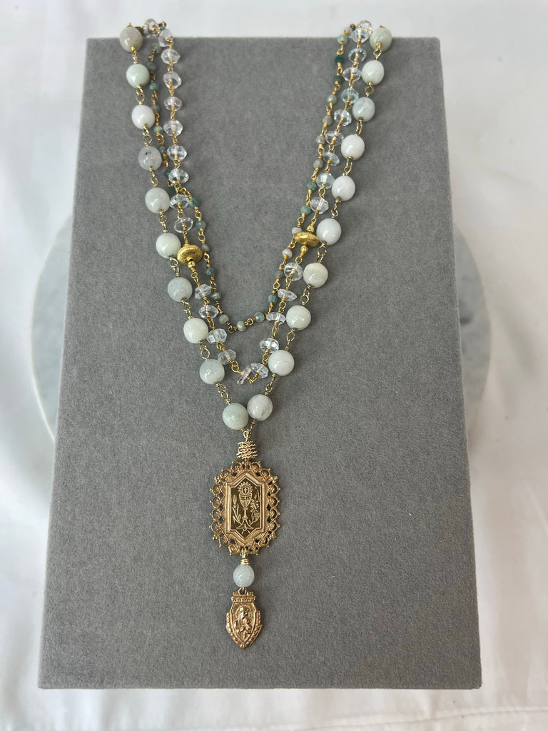 Necklace - French Communion Medal on Rosary Chains