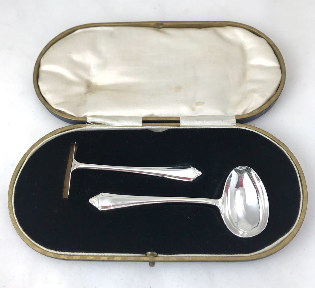 Estate Collection Baby Silver Plate - Boxed Spoon & Pusher Set Sheffield