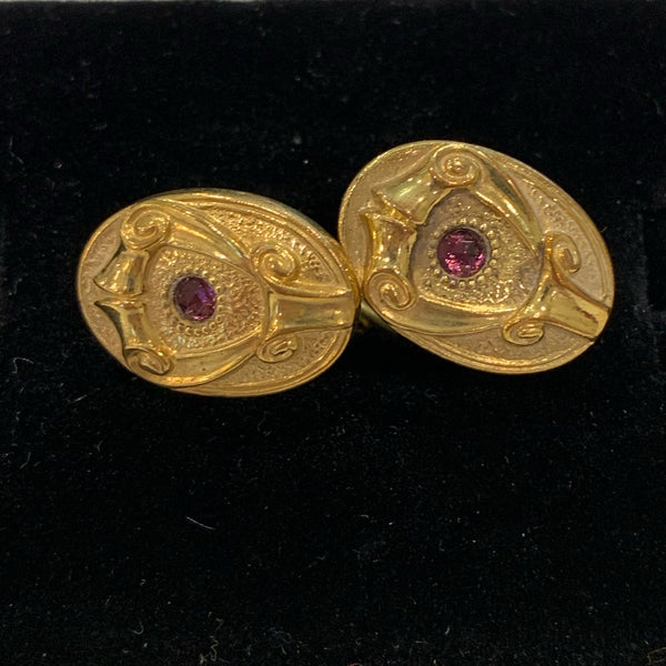 Estate Collection Cufflinks - Old English w/Colored Stones