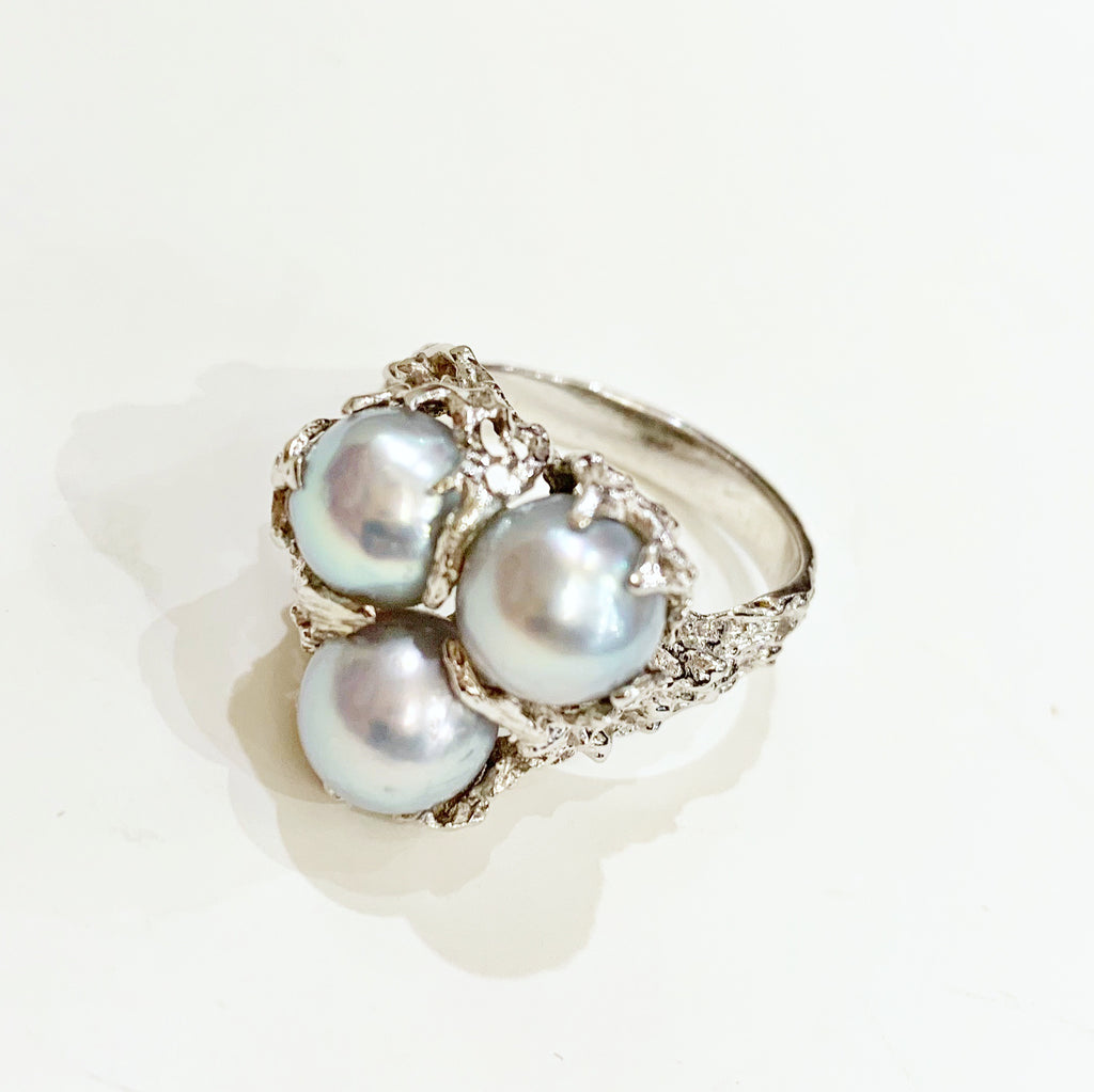 Estate Collection Ring - 14K White Gold Custom Made Pearl