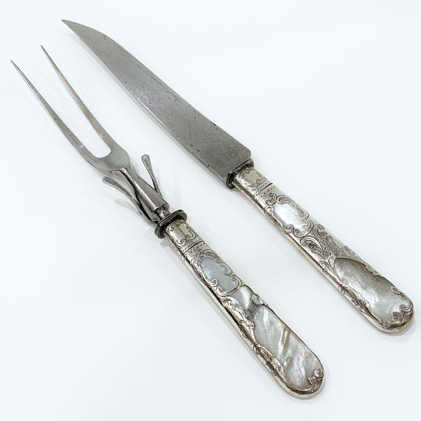 Estate Collection Silver and Mother of Pearl Carving Set