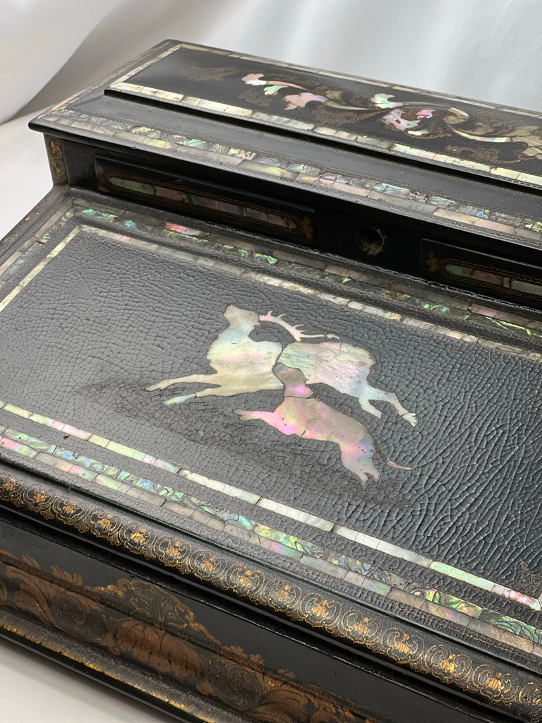 Estate Collection 19th Century Paper Mache Inlaid Lap Desk