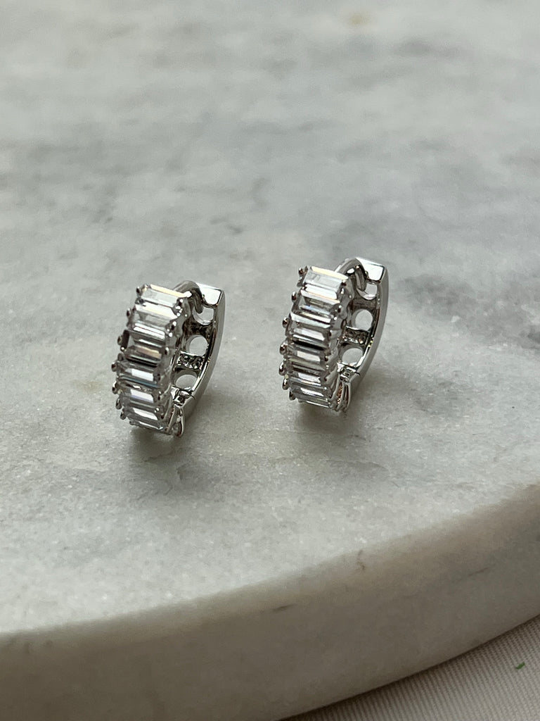 Earrings - Huggie Emerald Cut Stones