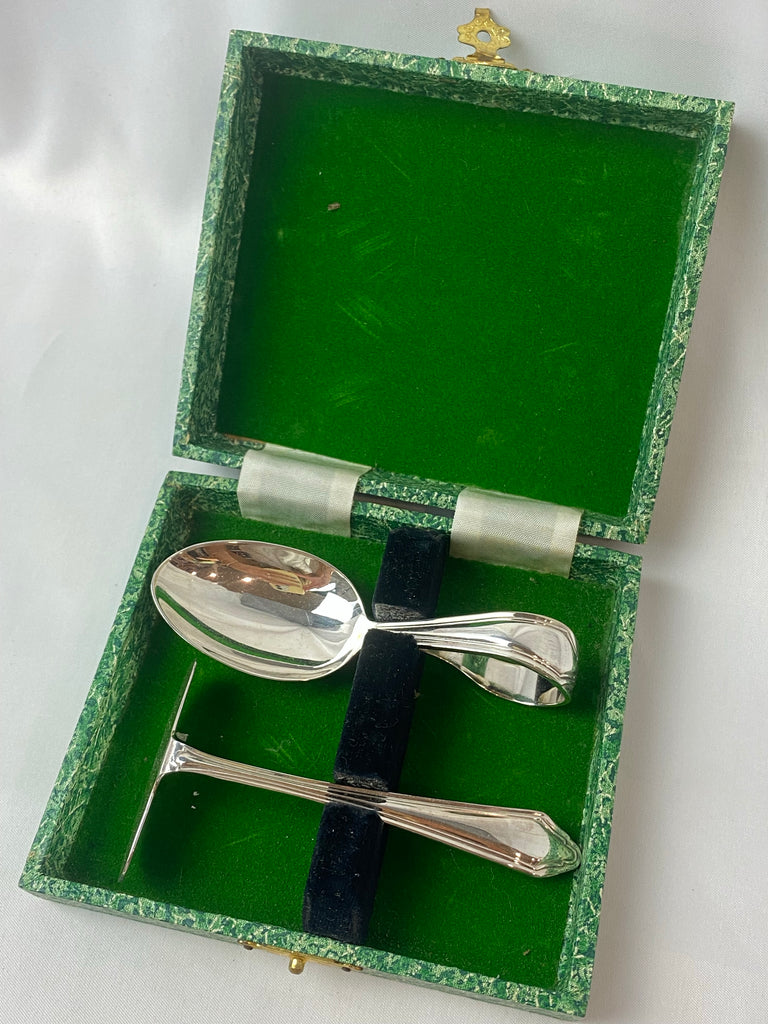 Estate Collection Silverplate - Bent Handle Baby Spoon and Pusher