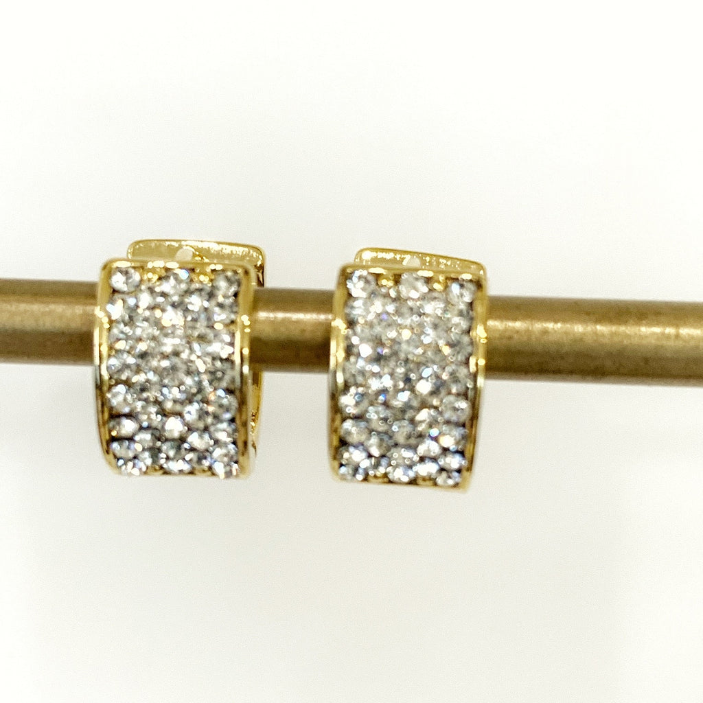 Wide Pave Huggie Hoops