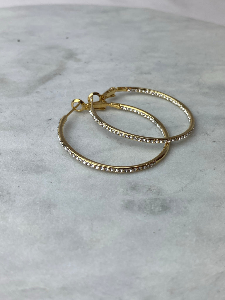 Pave In-Between Size Hoop Earrings