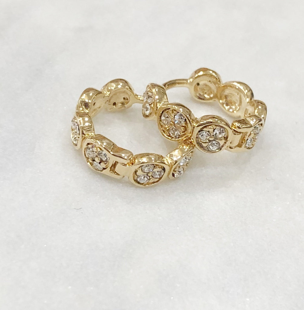 Earrings - Small Clear Stone Hoop Huggie Earring