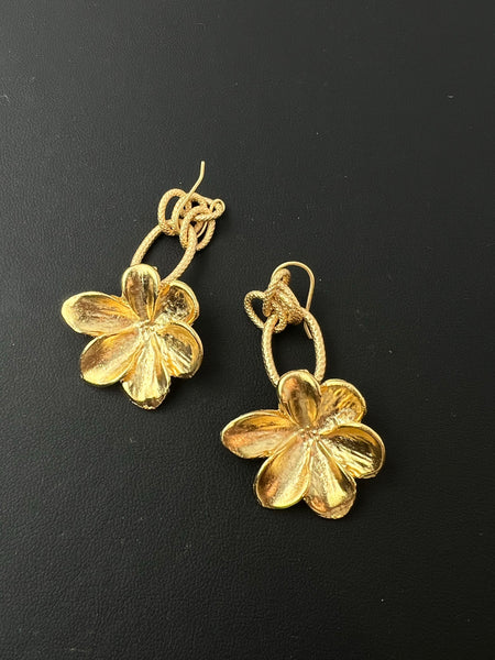 Earrings - Gold Flower Drop Earrings