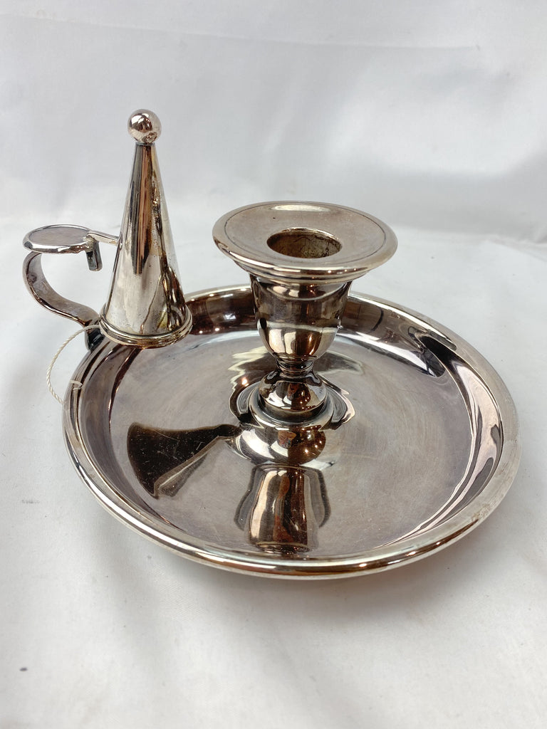 Maple & Co. Silver Plate Candle Holder w/Snuffer Cone