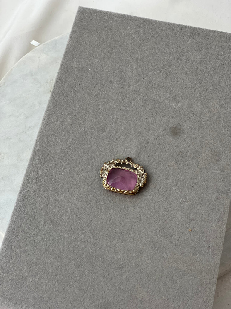 Estate Collection Necklace - Silver/Gold Pendant w/Purple Stone