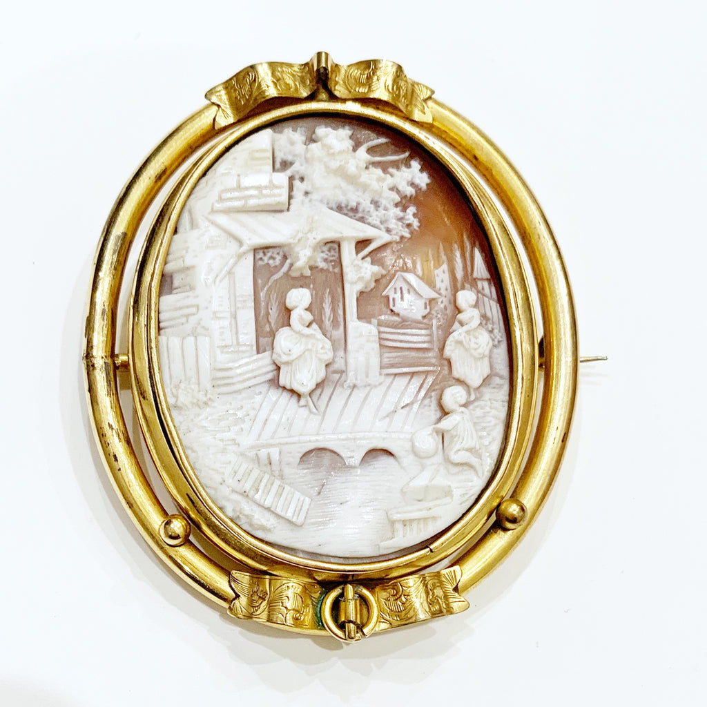 Estate Collection Cameo - (England) Rolled Gold Swivel Brooch