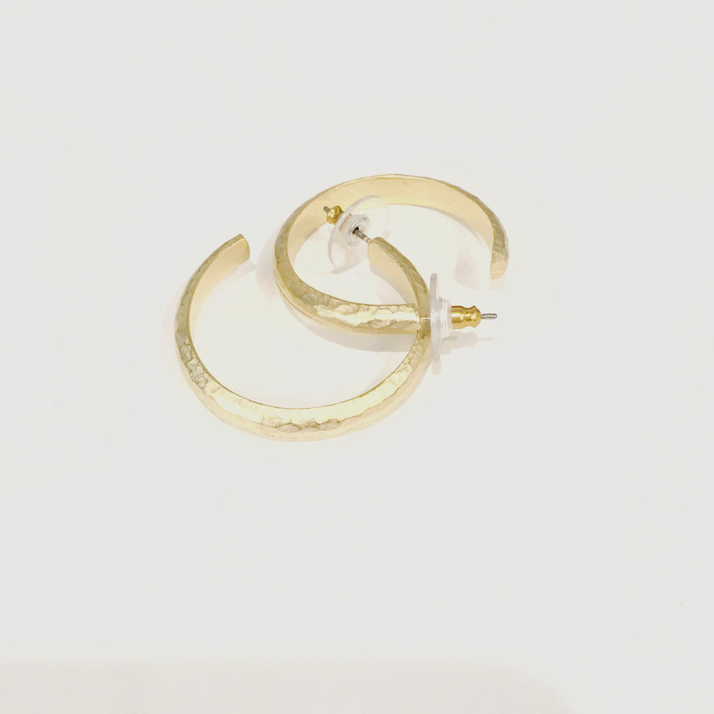 Earring - Hammered Gold Hoop