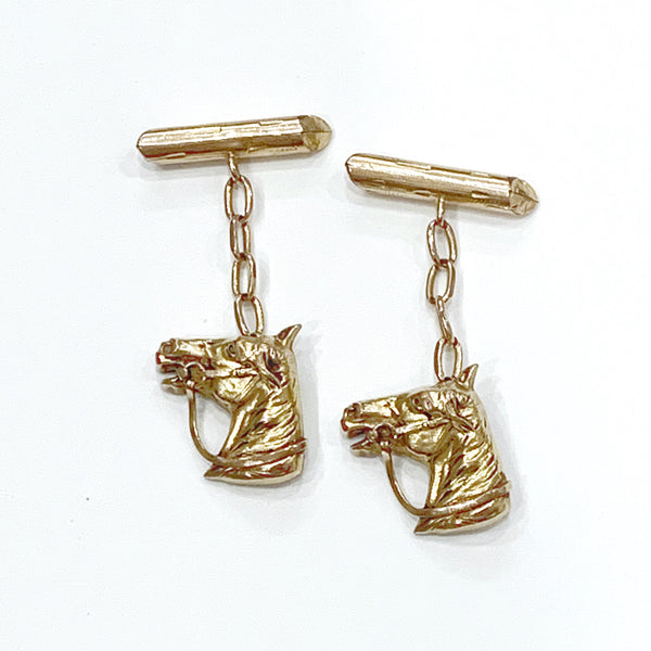 Estate Collection Cufflinks - Vintage French 18K Gold Filled Equestrian