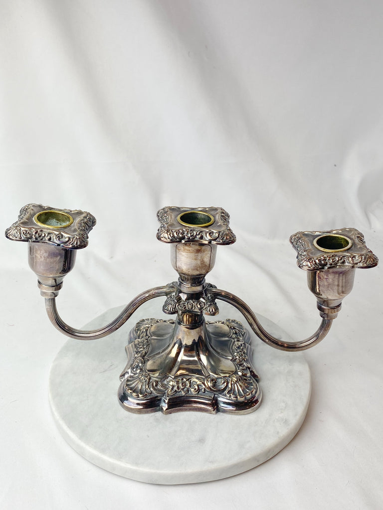 Estate Collection Pair of Poole Silver-Plate Candelabras